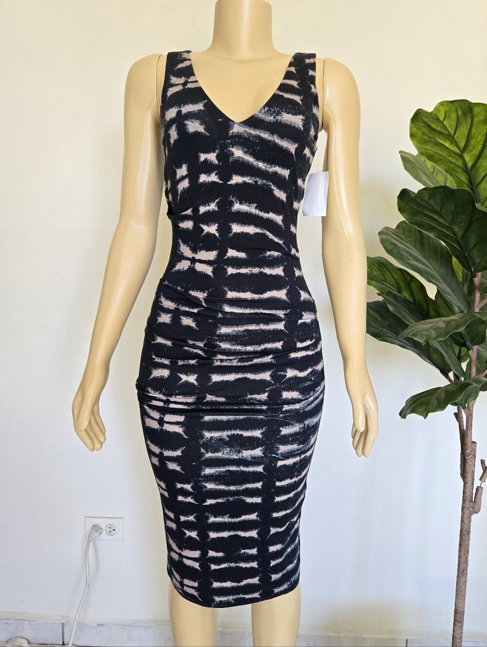 NWT Artelier Shibori Tie-Dye Sleeveless Ruched Midi Dress Size S Women's